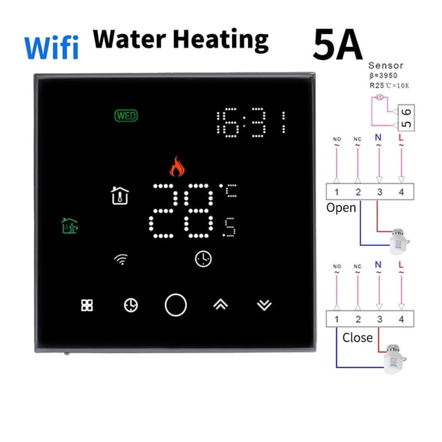 Smart Wifi Underfloor Room Thermostat Water Gas Boiler Electric Floor Heating APP Remote Temperature Touch Glass Screen Temperature Controller ,Easy to Install