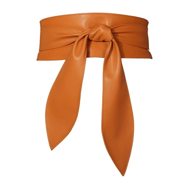 Cinturón ancho para mujer, cinturón de vestir para mujer, elegante cinturón decorativo con lazo para la cintura. Amarillo