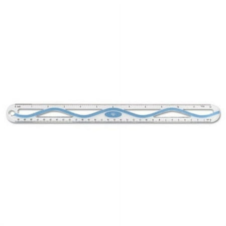 12" Plastic Wave Ruler, Standard/Metric, Blue