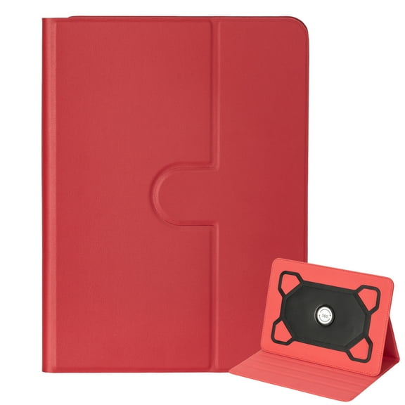 Dteck Universal Case for 9 inch 10 inch Tablet, PU Leather 360 Degree Rotating Multi-Angle Viewing Stand Folio Universal Tablet Case Protective Cover for 9" 10" Touchscreen Tablet,Red