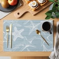 thumbnail image 2 of Blue White Starfish Placemats Set of 4, Coastal Ocean Summer Sea Nautical Placemats for Dining Table, Place Mats for Kitchen Tabletop, Waterproof Wipeable Dining Table Mats Set, 2 of 9