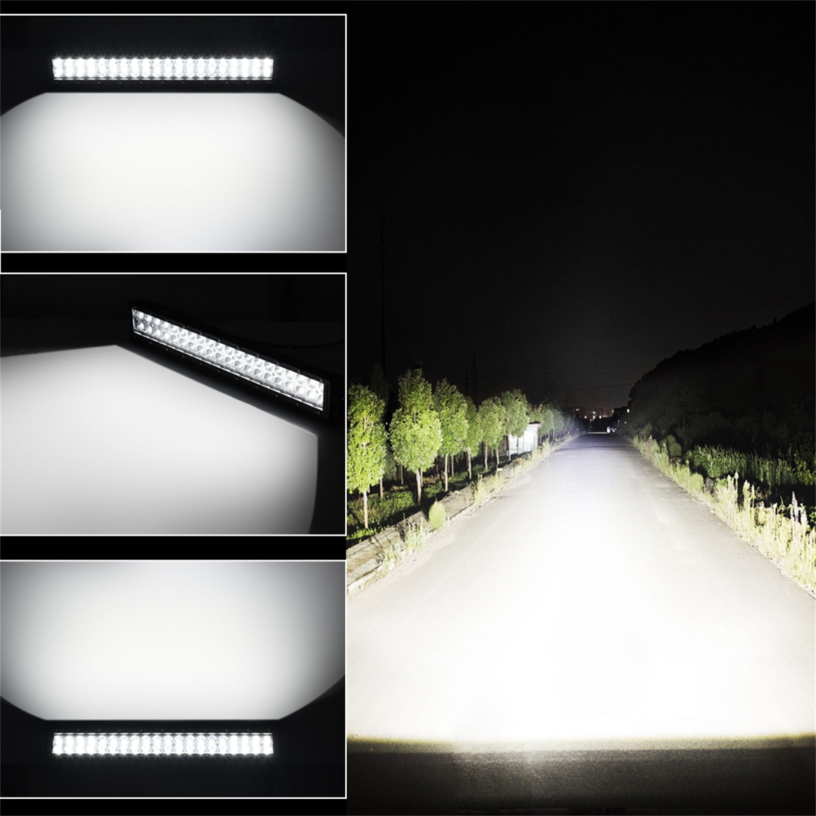 22inch Dual Row Spot LED Light Bar Off Road ATV Driving Light+4x 4 inch LED Pods Fog Lights Work Lights for Jeep Trucks Polaris ATV UTV Boat