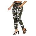 thumbnail image 3 of Virmaxy Womens Taper Cargo Pants High Waist Jogger Cargo Camouflage Pants for with Matching Belt Jogger Sweatpants Drawstring Outdoor Trousers with Pockets White 2XL, 3 of 5