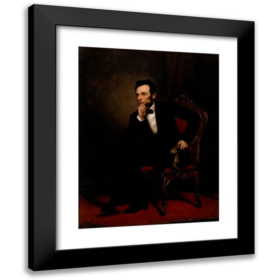 George Peter Alexander Healy 12x14 Black Modern Framed Museum Art Print Titled - Abraham Lincoln (1869)