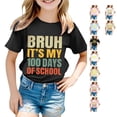 thumbnail image 1 of SUXIAN T-Shirts pour Enfants Mode Décontractée Imprimé Col Rond Ample Manches Courtes T-Shirt Haut Col Rond Hauts pour Filles Noir_002 6-7 Ans, 1 of 4