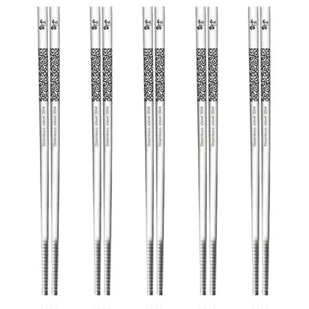

Metal Chopsticks Reusable Chopsticks Dishwasher Safe Stainless Steel Chopstick Silver Chop Multipack Non-Slip Chop Stick 5 Pairs Set Shape 1