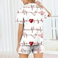 thumbnail image 4 of Womens Pajama Sets Valentines Day 2 Piece Shorts Pjs Silk Heart Graphic Short Sleeve Button Down Shirts with Pocket Soft Lapel Collar Tops and Bottoms Sleepwear Outfits, 4 of 6