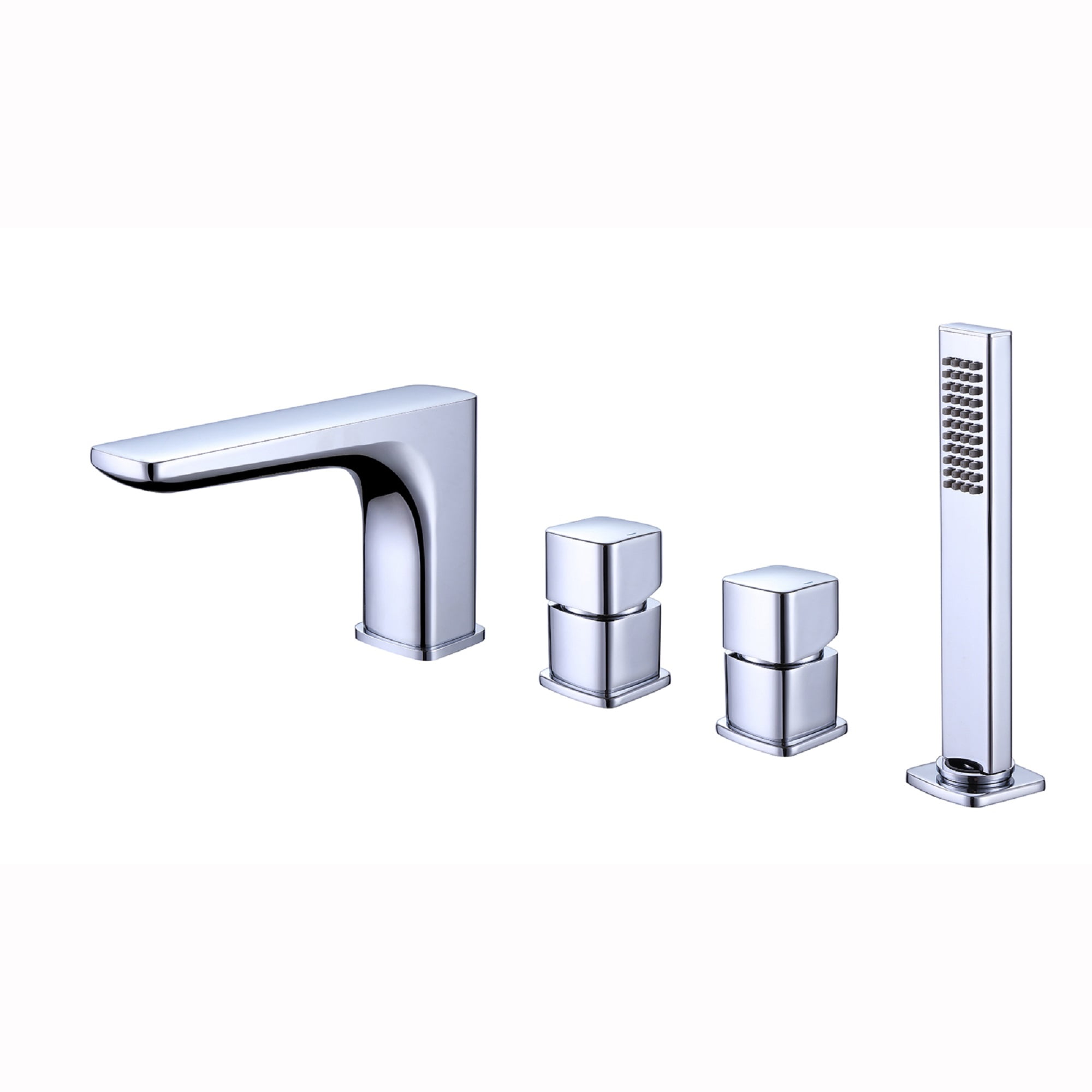 Four Holes Bathroom Bathtub Faucet, Deck Mounted Tub Faucet with Hand ...