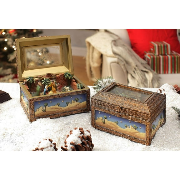 Icy Giftware Musical Box Nativity Christmas Figurine Decorations - 9.25" - Set of 2