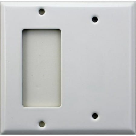 - Stamped Steel Smooth White 2 Gang Wall Plate - 1 GFI/Rocker Opening 1 Blank