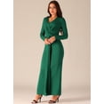 thumbnail image 2 of DARING DIVA Long Sleeve V Neck Wrap Split Hem Bodycon Cocktail Dress S Deep Green, 2 of 5