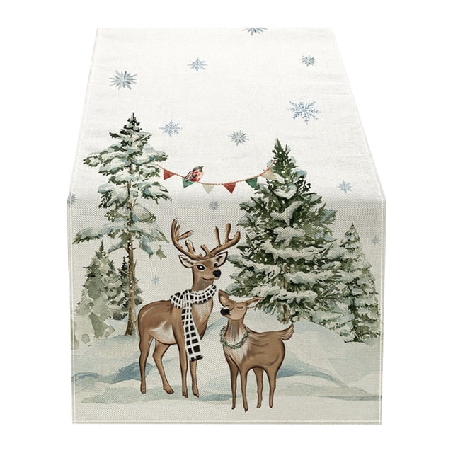 B Linen Table Runner Design B 13X71 Inch Christmas Home Decor Holiday Dining Table Cover Festive Setting