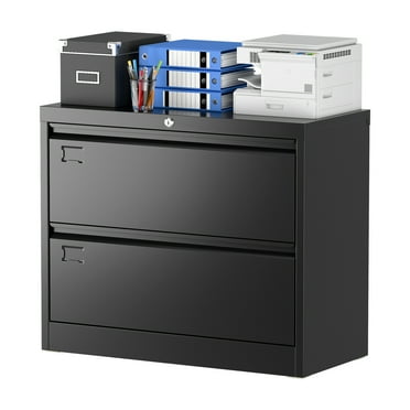GAEANET Lateral File Cabinet with Lock,2 Drawer Metal Wide Filing Organization Cabinet,Home Office School Furniture for Hanging Files Letter/Legal/F4/A4 Size,Black,Required-Assembly