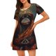 thumbnail image 1 of Balery Banana Leaf Meditating Gorilla Camisón de manga corta con cuello redondo para mujer, cómodo y elegante., 1 of 6