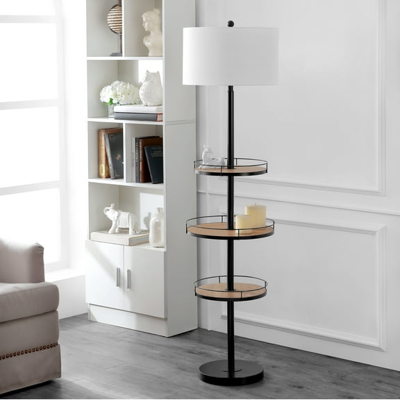 SAFAVIEH Bello 64.5 in. H 3-Shelf Floor Lamp, Matte Black