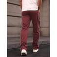 thumbnail image 3 of GrmtClth Men's Trousers Casual‑style Tone Side Double Line With Tag Drawstring Waist Straight Leg Pants Urban Clothing Wine L, 3 of 4