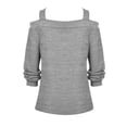 thumbnail image 4 of QELUSQELUS Women Blouse Cold Shoulder Long Sleeve Hollow Hole Solid Holiday Top, 4 of 4