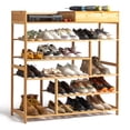 thumbnail image 5 of MINKUROW Shoe Rack,5 Tier Bamboo Shoe Shelf,Shoe Organizers with Spacious Top,Large Shoes Rack for Closet,Entryway,Bedroom(Natural), 5 of 7