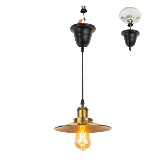 Kiven Farmhouse Pendant Light with E26 Screw-in Adapter, Exposed Ceiling Light to Pendant, Converts Bulb Socket to Pendant Light, Adjustable Height Renter-friendly Pendant Lighting TB2773GL