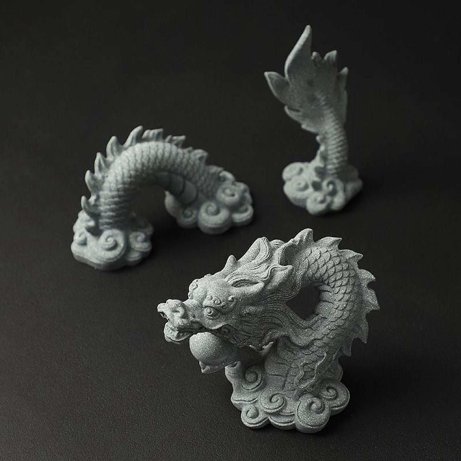 CarpNettore Dragon Statue Set Aquarium Landscape Fish Tank Decoration Traditional Gift Craft