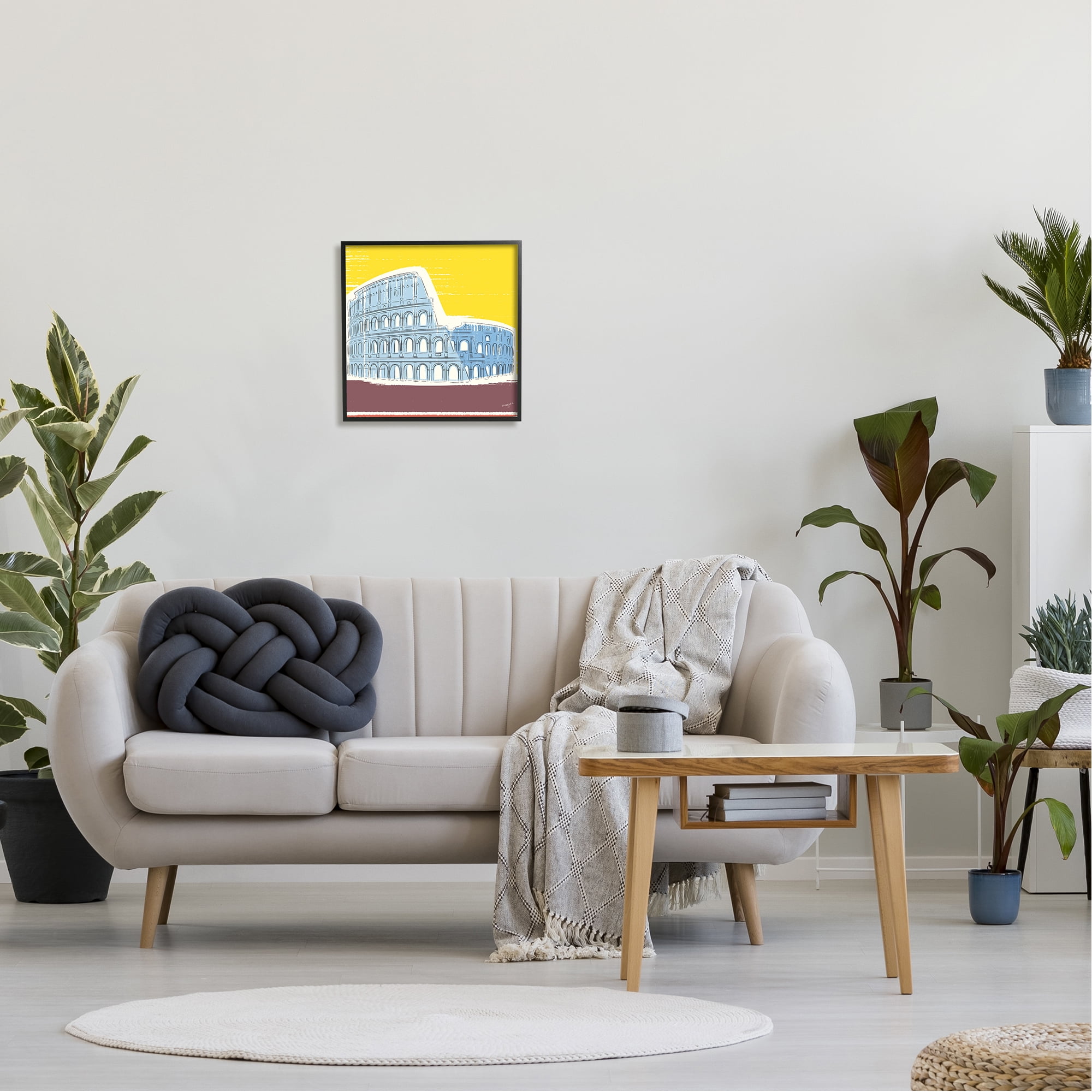 Stupell Industries Modern Colosseum Building Travel & Places Painting Black Framed Art Print Wall Art, 17 x 17