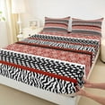 thumbnail image 3 of Manfei Abstract Ombre Adult Twin Sheet Sets, Tribal Damask Orange Twin Fitted Sheet, Modern Fashion Style Flat Sheet, Luxury Bedroom Decor, 3pcs, 3 of 7