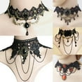 thumbnail image 2 of K-KED Gothic Vintage Black Choker Collar Crystal Pendant Necklace Chain Women Jewelry-06, 2 of 9