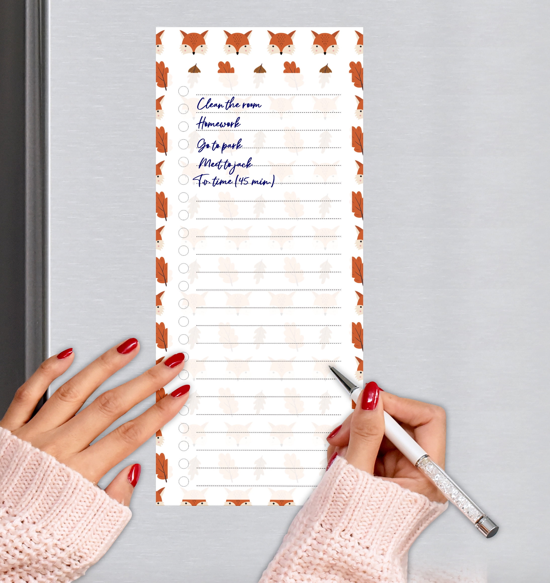 Inkdotpot Packof3MagneticFridge To-Do List Notepads,MagneticMemo Pads For Refrigerator,Leaves Design(50 Sheets Each)
