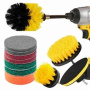JVSISM 12 Piece Drill Brush, Scrub Pads Power Scrubber Brush with Extended Long Attachment, All Purpose-Cleaner Scrubbing Cordless Drill for Cleaning Pool Tile