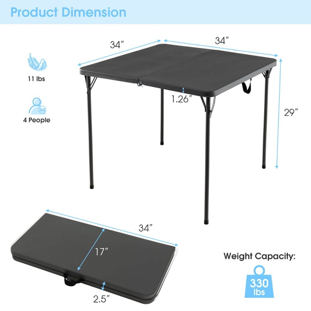 Aimee Lii Folding Camping Table with All-Weather HDPE Tabletop and Rustproof Steel Frame, Camp Tables PorTable Foldable, Gray
