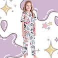 thumbnail image 5 of Girls Pajamas 3Pcs Button Down Pjs Short Sleeve Top Shorts & Long Pants Bow Valentine's Day Pajama Sets Nightwear Loungewear for 4t-15years 3pcs Sleepwear, 5 of 6