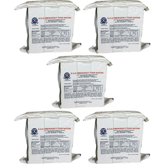 (5) SOS Rations EMERGENCY Earthquake 3600 Calorie Food Bar Survival 3 Day