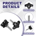 thumbnail image 3 of Uxcell 4 Point Knobs, 3/8"-16 UNC 1.54" Threaded Stud Star Clamping Knobs Hand Tightening Thumb Screw Knob for Lawn Mower Umbrella Base Clamps Replacement Machinery, 3 of 7
