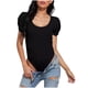 thumbnail image 1 of Top de Manga Corta de Verano para las Mujeres Cuello Redondo Manga Corta Plisado Cuerpo Sólido, Blusa Sexy de Poliéster, Lavado a Mano Casual, 1 of 4