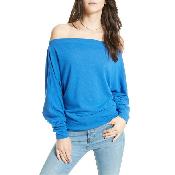 Camiseta básica Free People jaspeada para mujer azul grande