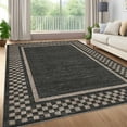 thumbnail image 4 of Garvee 4'x6' Modern Bordered Area Rugs Checkered Rug for Living Room Bedroom, Washable Low Pile Rug Stain Resistant Indoor Carpet, Black, 4 of 8