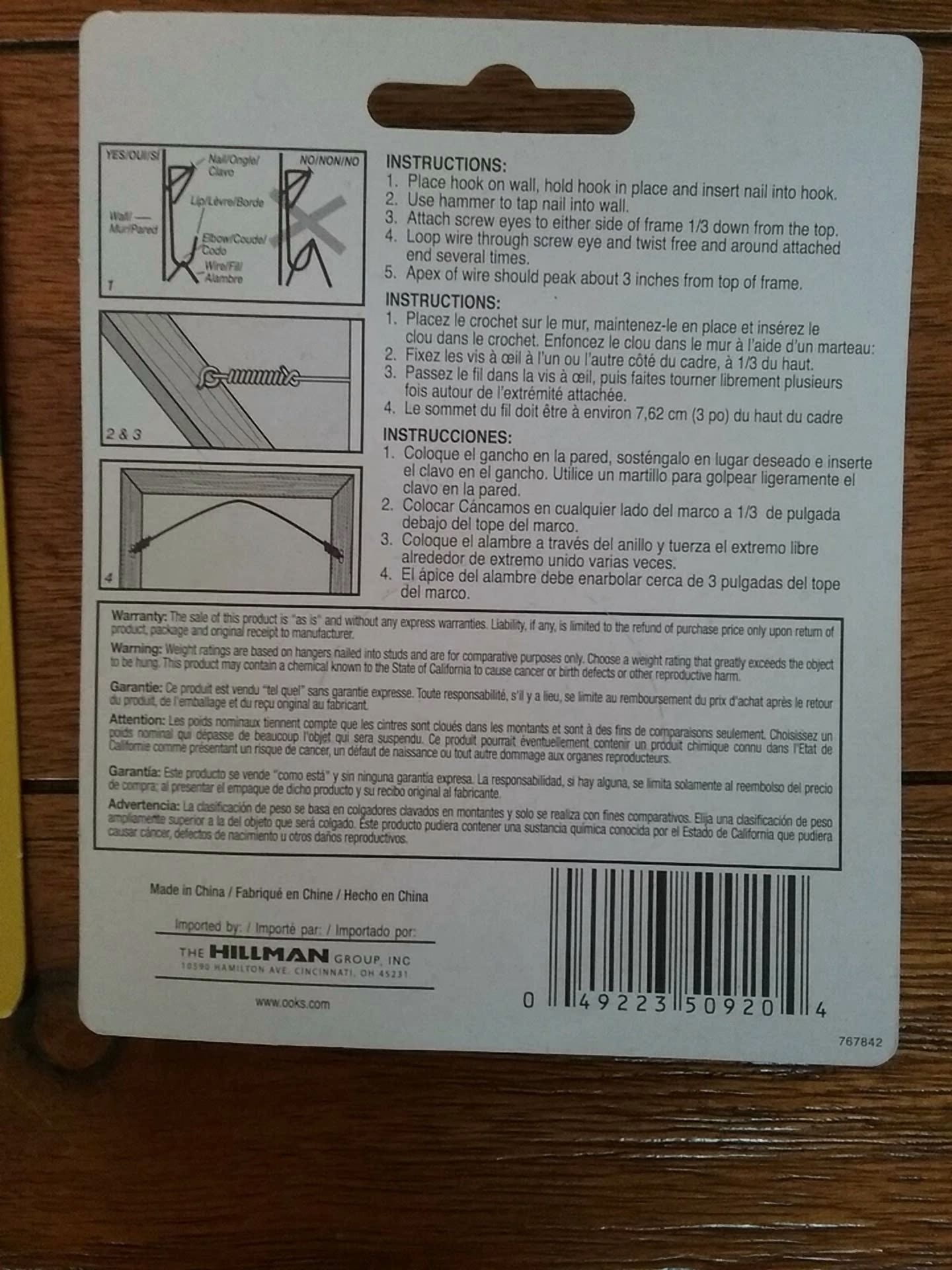 Ook 50920 Picture Hanging Kit, 10 To 30 Lb Weight Capacity/ Set Of 2