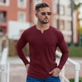 thumbnail image 4 of Ambiloof Men's Slim Fit Muscular V-Neck Casual T-Shirt, Long Sleeve, Stylish Business Top Basic T-Shirt Red/XL, 4 of 7