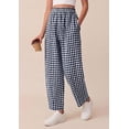 thumbnail image 4 of PRETTYGARDEN Plaid Barrel Pants Women Summer Casual Loose Wide Leg Lounge Gingham Trousers Spring Fashion Beach Bottoms, 4 of 9
