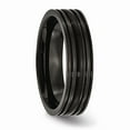 thumbnail image 4 of Titanium Grooved Black IP-plated 6mm Brushed and Polished Band Size: 7; for Adults and Teens; for Women and Men, 4 of 6