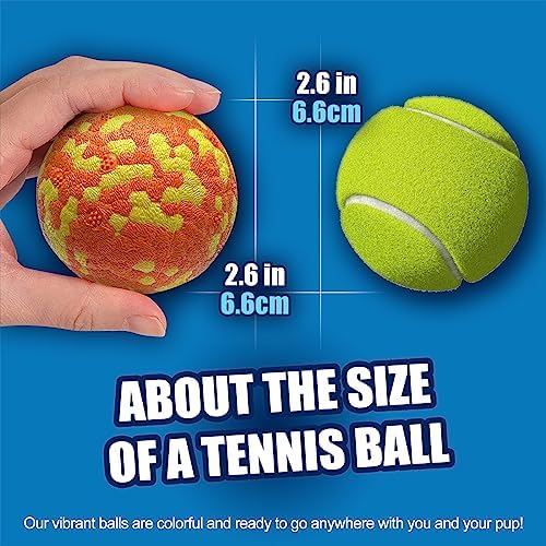Dog Balls, Indestructible Tennis Balls for Dogs, 2.5'' Durable Bouncy Dog Toys for Aggressive Chewers, Interactive Dog Toys for Fetch Game, Lightweight Floating Chew-Proof(4 Pack)