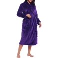 thumbnail image 2 of Women Plush Fleece Robe Long Warm Bathrobe Shawl Collar/Hood, 2 of 6