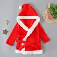 thumbnail image 2 of Odeerbi Christmas Outfit For Boys Girls Toddler Baby Hooded Nightgown Autumn Winter Dot Belt Christmas Style Plush Bathrobe Red, 2 of 9