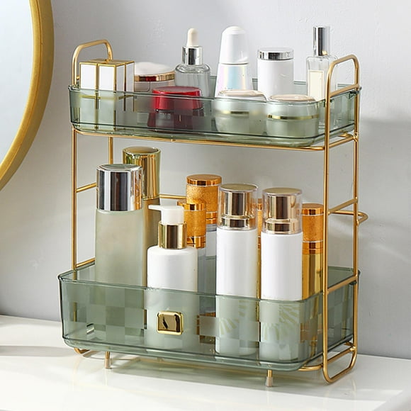 Estante Organizador de maquillaje shamjiam estante de tocador multifuncional Verde