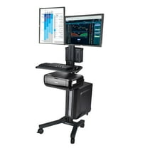 Yescom Mobile Computer Cart Workstation Dual Monitor on Wheels Adjustable Hospital School Office Black