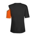 thumbnail image 4 of Royisotas Short Sleeve Plus Size Tops for Women Casual Summer Orange Shirts Cold Shoulder Color Block Button Crew Neck Womens T Shirts, 4 of 7