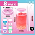 thumbnail image 3 of Vasos de vidrio con forma de lata Joyclub de 470 ml con tapas acrílicas y pajitas, 3 of 7