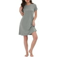 thumbnail image 2 of Unique Bargains Women's Pajama Dress Sleepwear with Pockets Nightshirt Lounge Nightgown, 2 of 5