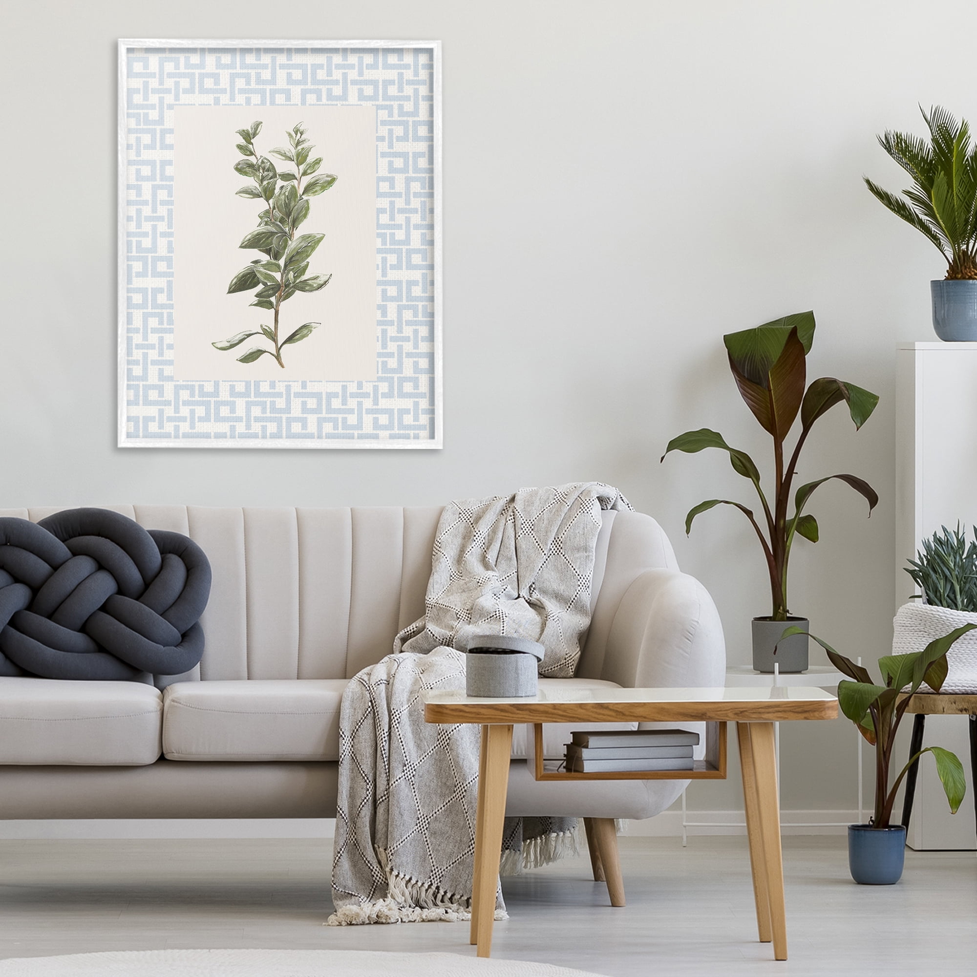 Stupell Industries Fresh Herb on Geometric White Framed Giclee Art, design by Diannart