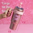thumbnail image 6 of Paris Hilton 40oz Stainless Steel Tumbler with Removable Handle, Straw, and Lid, Metallic Pink, 6 of 8